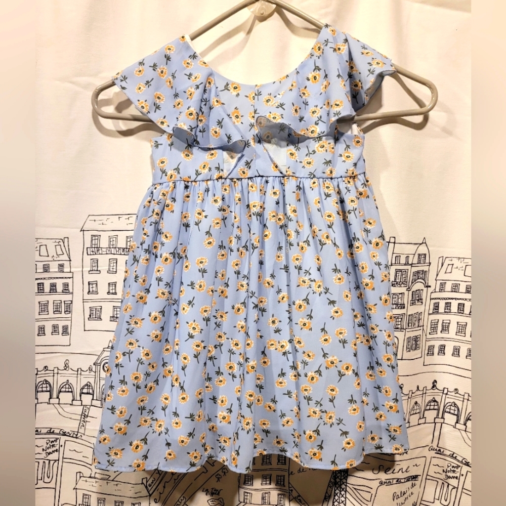 EUC Girls Light Blue Floral Mabel And Honey Dress Size 3